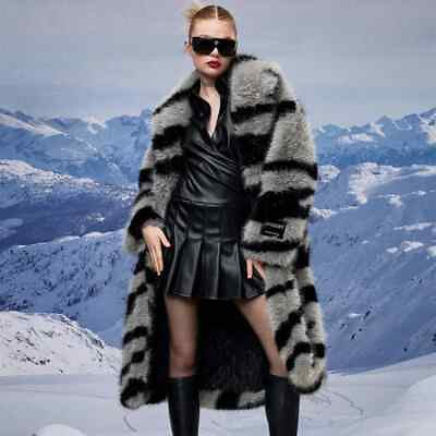 #ad Retro thick long artificial fur coat women#x27;s fluffy jacket fur coat plus size $146.45