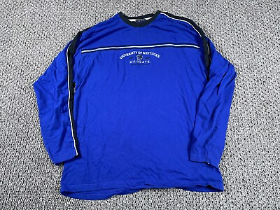 #ad Kentucky Wildcats Long Sleeve T Shirt Adult 2XL Blue Embroidered Basketball $22.00