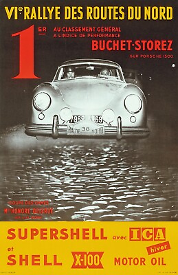 #ad Porsche Poster VI Rallye Des Routes Du Nord $23.95