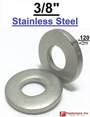 #ad 3 8quot; Extra Thick .120 Flat Washers 18 8 Stainless Steel Washer Choose Qty $45.99