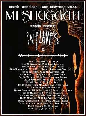 #ad MESHUGGAH IN FLAMES WHITECHAPEL Tour 2023 Ltd Ed RARE Poster Death Metal $34.99