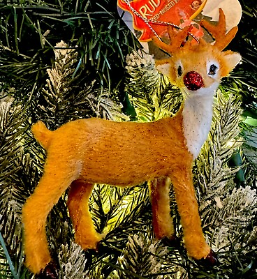 #ad Vintage Rustic Rudolph The Red Nosed Reindeer Christmas Tree Ornament #2 $9.99