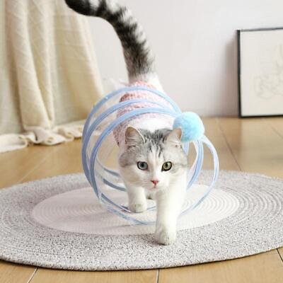 #ad Cat Tunnel for Indoor Cats Collapsible Toy Coil Spiral Colorful Springs Cat Pet $9.50