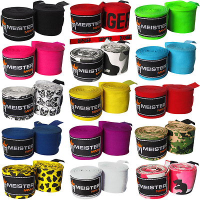 #ad MEISTER 180quot; SEMI ELASTIC HAND WRAPS PAIRS MMA Boxing Mexican Lot ALL COLORS $12.99