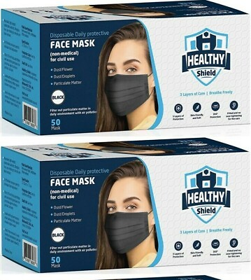 #ad 50 100 PCS Black Face Mask Mouth amp; Nose Protector Respirator Masks with Filter $21.24