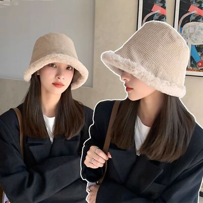 #ad Plush Fur Bucket Hat Trendy Windproof Fisherman Cap Women Fashion Headwear 1pc $16.05