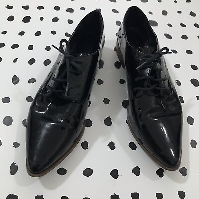 #ad Vintage Black Patent Leather Oxfords Classic Oxford Shoes Women’s Flats $44.99