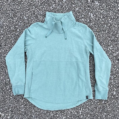 #ad L.L. Bean Sweatshirt Womens Medium Petite Blue Teal Cozy Pullover Mock Sweater $24.95