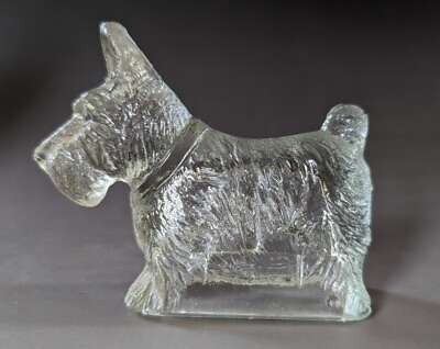 #ad Vintage Scottie Dog Federal Glass Figurine Pressed Glass Scottish Terrier Candy $22.00
