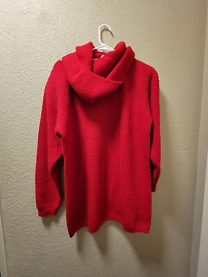 #ad Womens Yarnworks Tunic Length Cowl Neck Sweater Wool And Angora Red Size Medium $20.00