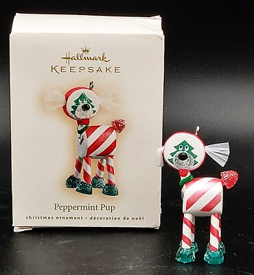 #ad Hallmark Ornament Peppermint Pup Candy Cane Gumdrop Dog Puppy 2007 Keepsake $9.50