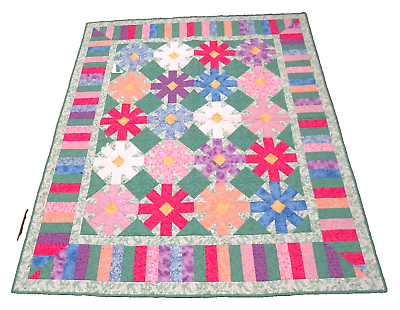 #ad Handmade Patchwork Quilt Twin Throw Coverlet Cotton 64quot; x 56quot; $49.49