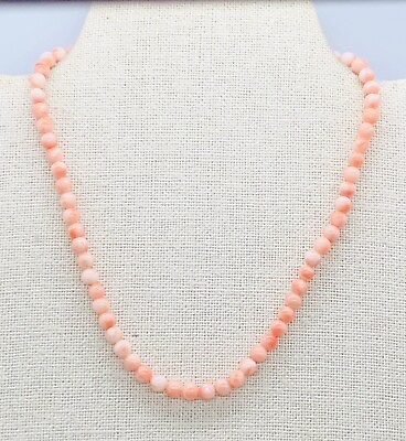 #ad Vtg Pink Skin Coral Glass Beads Choker Necklace 14.75” $75.00