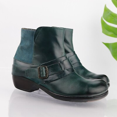 #ad Fly London Womens Boot Size 40 9 Dark Green Leather Suede Distressed Boho Bootie $104.89