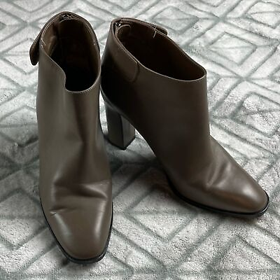 #ad Via Spiga gray leather heeled booties made in Italy size EUR 37=US 6.5 $25.00