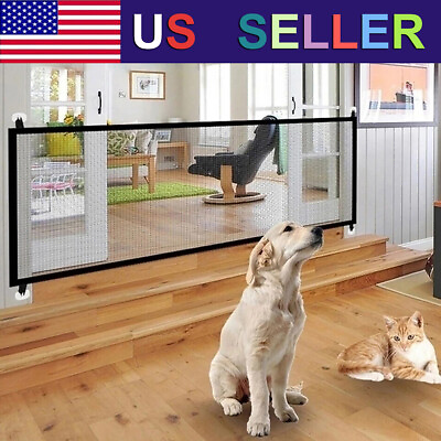 #ad Retractable Safe Gate Pet Dog Cat Barrier Net Guard Fence Enclosure Room Divider $7.99