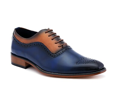 #ad Amali Mens Smooth Two Tone Lace Up Oxford Designer Classic Shoes with Cap Toe $59.99