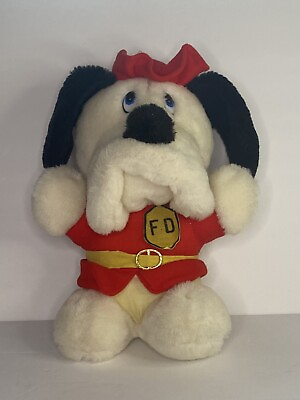 #ad FIRE DEPUTY DOG COLORS WHITE BLACK RED PLUSH STUFFED ANIMAL TOY 9 INCHES $16.99