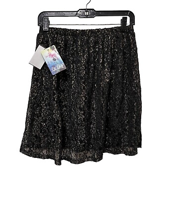 #ad BeBop Size M Women’s Skirt Black Gold Sequins amp; Lace Stretch CEAE A $8.29