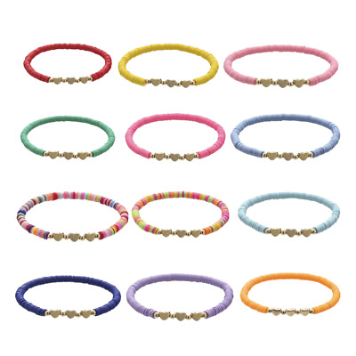 #ad 12 Pcs Bracelet for Women Clay Stretch Bracelets Teen Girl Jewelry $10.35