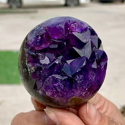 #ad 211G Natural Uruguayan Amethyst Quartz crystal open smile ball therapy $122.50