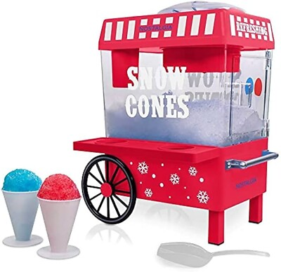 #ad NOSTALGIA VINTAGE COUNTERTOP SNOW CONE SLUSHIE MACHINE RED $30.80