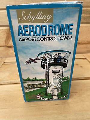 #ad Schylling Aerodome Airport Control Tower Vintage Wind Up Tin Toy With Airplanes $35.00