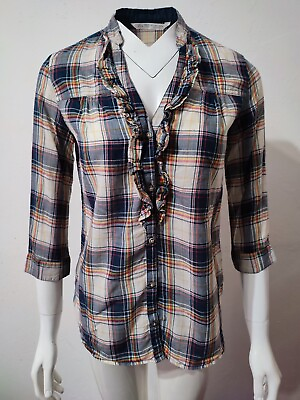 #ad Zara TRF plaited 3 4 sleeve button up womens shirt $15.00