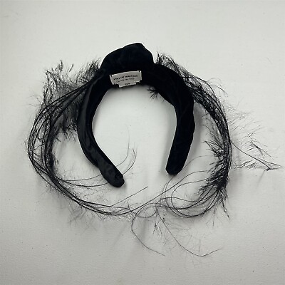 #ad Vtg Saks Fifth Avenue Black Velvet Formal Headband Cotton Feather Like Accents $59.99
