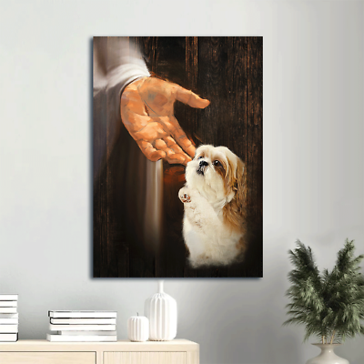 #ad Jesus Poster Shih Tzu puppies Jesus hand Gift for Christian dog lover Do... $15.42