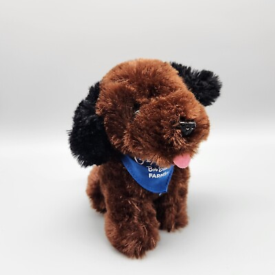 #ad Bob Evans Gravy Dog Plush 6quot; Brown Black W Blue Bandana Small Stuffed Animal Toy $5.99