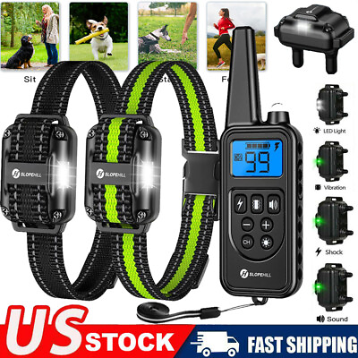 #ad #ad 2600FT Dog Training Collar Rechargeable Remote Shock PET Waterproof For 2 Dogs $22.99