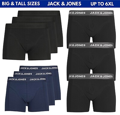 #ad Mens Trunks Boxer Shorts 3 Pack Jack amp; Jones Big amp; Tall Boxers Underwear XL 6XL GBP 23.99