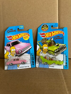 #ad Hot Wheels Lot 2x HW City The Simpsons Family Car The Homer A6 $17.09