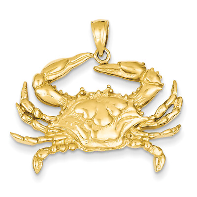 #ad 14k Yellow Gold Blue Crab Pendant D4109 $577.99