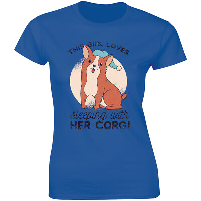 #ad This Girl Loves Sleeping With Her Corgi With Cute Puppy Women#x27;s Premium T shirt $14.99