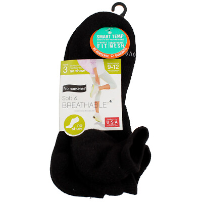 No Nonsense Soft And Breathable Women#x27;s No Show Socks Black Size 9 12 6 Ct $10.52