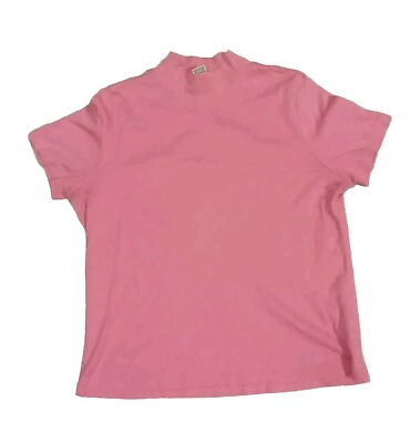 #ad LL Bean Womens Small Pink Supima Cotton Short Sleeved Mock Neck Tee $14.24