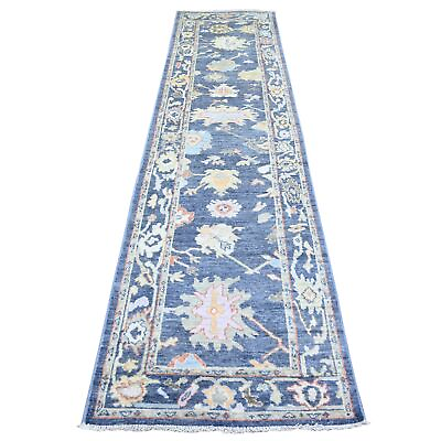 #ad 2#x27;10quot;x11#x27;10quot; Blue Afghan Angora Oushak Pure Wool Hand Knotted Runner Rug R74108 $887.40