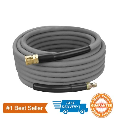 #ad #ad 50#x27; Pressure Washer Hose Non Marking 4000 PSI 50 ft. Length Gray With Couplers $66.99