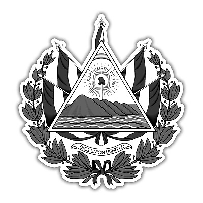 #ad Salvadoran Coat of Arms Sticker Black White Decal Vinyl El Salvador Flag SLV Car $14.99