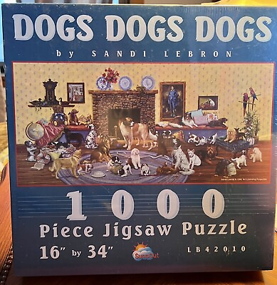 #ad New Dogs Dogs Dogs Jigsaw Puzzle 1000 Pieces SunsOut 16quot;x34quot; Sealed $24.75