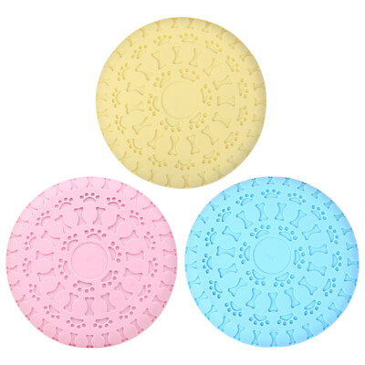 #ad 3 Pcs Dog Disc Plaything Chew Toy Treat Training Rubber Catcher Travel $30.99