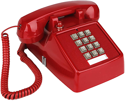 #ad Push Button Retro Corded Phone Desk Telephone Vintage Working Loud Black Decor $48.99