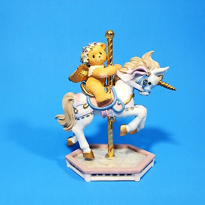 #ad Cherished Teddies RARE Crystal Girl Riding Unicorn Carousel Series #589942R C $49.99