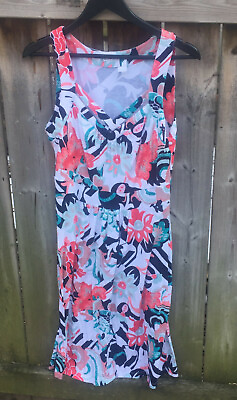 #ad Cleo sleeveless white amp; pink spring floral dress size M C $15.90