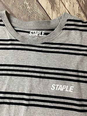 #ad Staple Pigeon T Shirt Adult XL Grey Black Mens Striped Shirt $19.99