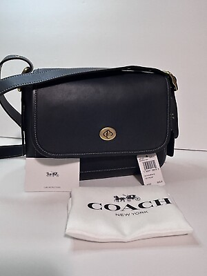 #ad COACH 1941 Glovetanned Leather Rambler Crossbody Bag Denim Blue 89127 EUC $289.00