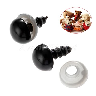 #ad 20pcs 60pcs 100pcs Black Plastic Eyes with Washers 6 20mm for Toy Teddy Bear $3.86
