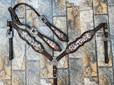 #ad Leather Headstall Set Decorated with Leopard Printed Christmas Gifts MOUSM $199.00